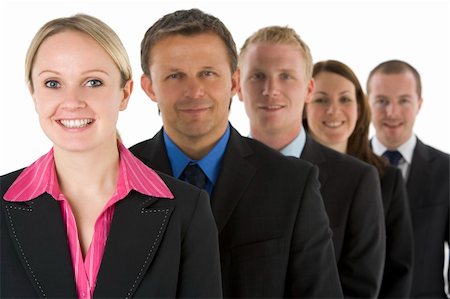 Group Of Business People In A Line Smiling Stock Photo - Budget Royalty-Free & Subscription, Code: 400-04119049