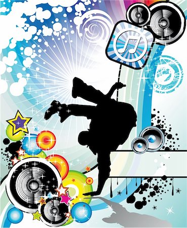 Extreme Break Dancing colorful Musical Event Background for Flyers Stock Photo - Budget Royalty-Free & Subscription, Code: 400-04119755