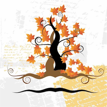 simsearch:400-04595330,k - Old tree, grass, autumn, grunge background Stock Photo - Budget Royalty-Free & Subscription, Code: 400-04110474