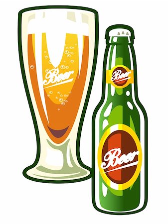 simsearch:400-04358892,k - A vector  bottle and a glass of beer Foto de stock - Super Valor sin royalties y Suscripción, Código: 400-04111150