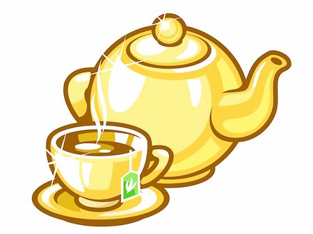 A vector  teapot  and a teacup. Stock Photo - Budget Royalty-Free & Subscription, Code: 400-04111163