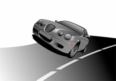 simsearch:400-05034481,k - Gray  car on the road. Sedan. Vector illustration Stock Photo - Budget Royalty-Free & Subscription, Code: 400-04112476