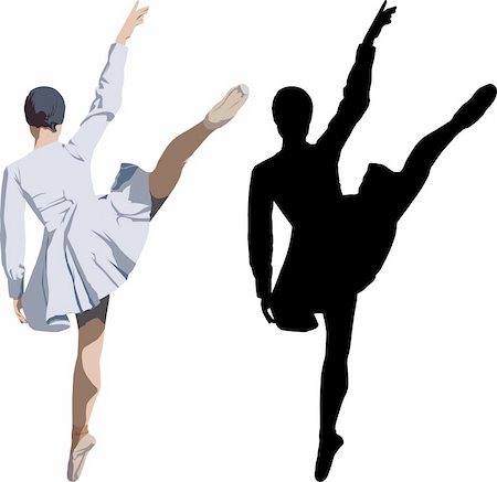 simsearch:400-04255721,k - Colour vector illustration and silhouette of dancing ballerina Stock Photo - Budget Royalty-Free & Subscription, Code: 400-04112542