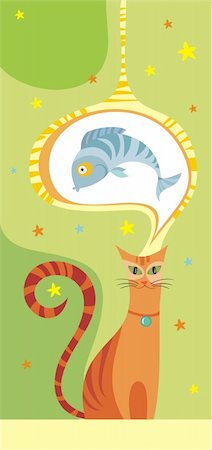 vector illustration of a dreaming cat Stock Photo - Budget Royalty-Free & Subscription, Code: 400-04113849