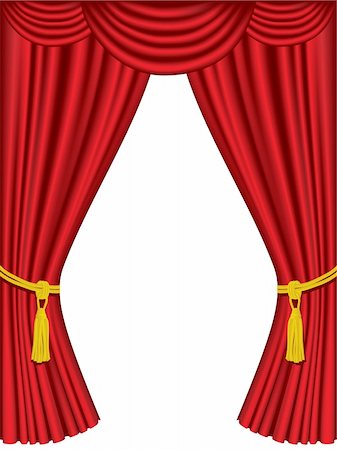 red and gold fabric for curtains - Theater curtains with drapes, over white background.  Please check my portfolio for more  illustrations. Stock Photo - Budget Royalty-Free & Subscription, Code: 400-04124300