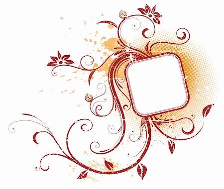 simsearch:400-04798374,k - Vector illustration of Grunge Floral Decorative frame Stock Photo - Budget Royalty-Free & Subscription, Code: 400-04124903