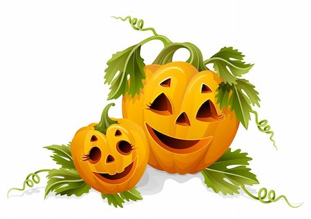 Vector illustration - two halloween pumpkins Stock Photo - Budget Royalty-Free & Subscription, Code: 400-04126192