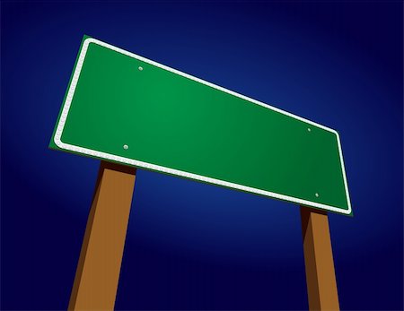 Blank Green Road Sign Illustration Against Blue Gradation Background. Stock Photo - Budget Royalty-Free & Subscription, Code: 400-04126818