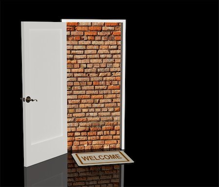 door welcome doormat - Conceptual image - brick wall in a doorway Stock Photo - Budget Royalty-Free & Subscription, Code: 400-04127878