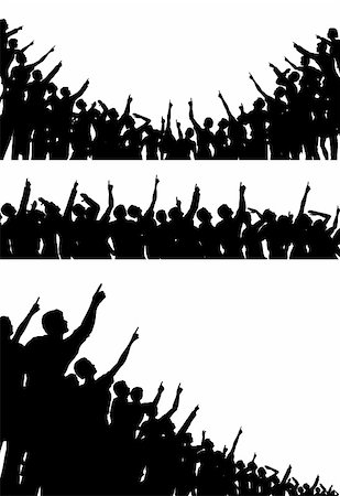 simsearch:400-05118638,k - Set of editable vector silhouettes of crowds pointing and looking upwards with all figures as separate objects Stock Photo - Budget Royalty-Free & Subscription, Code: 400-04128314
