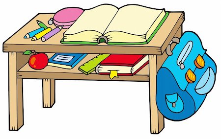 simsearch:400-04311432,k - School table on white background - vector illustration. Stock Photo - Budget Royalty-Free & Subscription, Code: 400-04128343