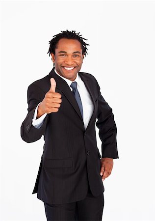 simsearch:400-04875087,k - Portrait d'homme d'affaires afro-amercan avec le pouce vers le haut Photographie de stock - Aubaine LD & Abonnement, Code: 400-04129711