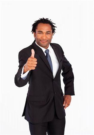 simsearch:400-04875087,k - Jeune homme d'affaires afro-américaines avec le pouce vers le haut Photographie de stock - Aubaine LD & Abonnement, Code: 400-04129722