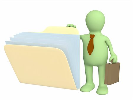 empty suitcase - 3d puppet, opening  folder with documents. Object over white Stock Photo - Budget Royalty-Free & Subscription, Code: 400-04120194