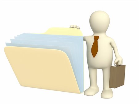 empty suitcase - 3d puppet, opening  folder with documents. Object over white Stock Photo - Budget Royalty-Free & Subscription, Code: 400-04120195