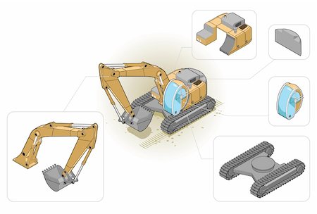 simsearch:700-05662628,k - isometric illustration of an excavator and his components Stock Photo - Budget Royalty-Free & Subscription, Code: 400-04120993