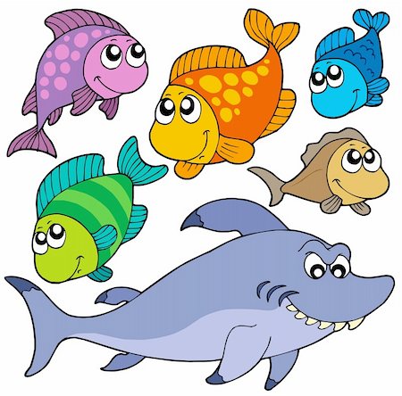 simsearch:400-04052109,k - Various cartoon fishes collection - vector illustration. Stock Photo - Budget Royalty-Free & Subscription, Code: 400-04121202