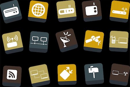 satellite hub icon - Vector icons pack - Yellow-Brown-Blue Series, communication collection Stock Photo - Budget Royalty-Free & Subscription, Code: 400-04121709