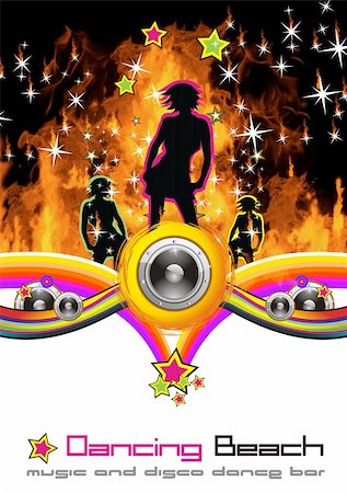 fire dance - Colorful Musical Evet Background for Discoteque Flyers Stock Photo - Budget Royalty-Free & Subscription, Code: 400-04122009