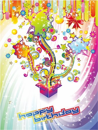 simsearch:400-04375128,k - Happy Birthday Colorful Background with Abstract Flower and Fantasy Elements Stock Photo - Budget Royalty-Free & Subscription, Code: 400-04123247