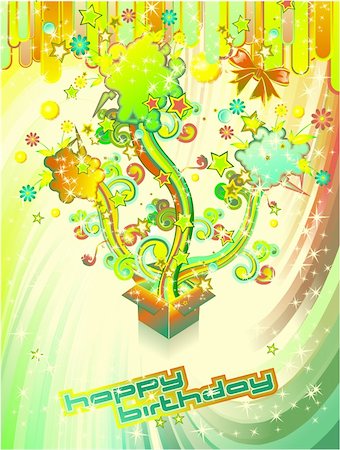 simsearch:400-04375128,k - Happy Birthday Colorful Background with Abstract Flower and Fantasy Elements Stock Photo - Budget Royalty-Free & Subscription, Code: 400-04123248