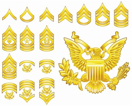 Set of military american army enlisted rank insignia icons Stock Photo - Budget Royalty-Free & Subscription, Code: 400-04123369