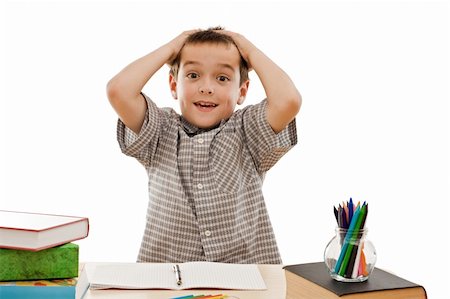 simsearch:400-07509444,k - Schoolboy sighing and tearing his hair - isolated Stock Photo - Budget Royalty-Free & Subscription, Code: 400-04123387
