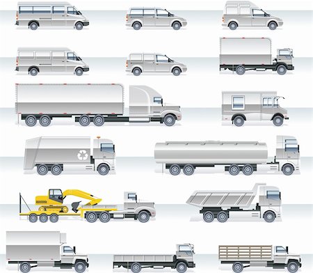 Set of detailed trucks and vans Stock Photo - Budget Royalty-Free & Subscription, Code: 400-04123788