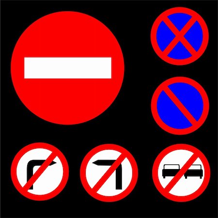 surpassing - Vector illustration of six Round Prohibitory Red, white and blue Road Signs Set 1 Stock Photo - Budget Royalty-Free & Subscription, Code: 400-04123964