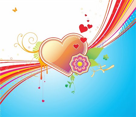 simsearch:400-07464468,k - Vector illustration of funky styled design background with heart shape and floral elements Stock Photo - Budget Royalty-Free & Subscription, Code: 400-04123980