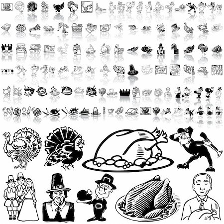 simsearch:400-04227157,k - Thanksgiving set of black sketch. Part 1. Isolated groups and layers. Stock Photo - Budget Royalty-Free & Subscription, Code: 400-04134098