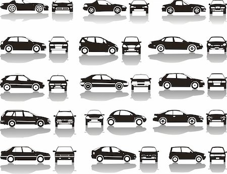 Set icons - Black silhouettes of cars, vector shapes design Stock Photo - Budget Royalty-Free & Subscription, Code: 400-04135290
