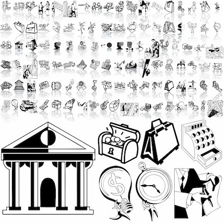 silhouette clip art homes - Business set of black sketch. Part 2. Isolated groups and layers. Foto de stock - Super Valor sin royalties y Suscripción, Código: 400-04136099