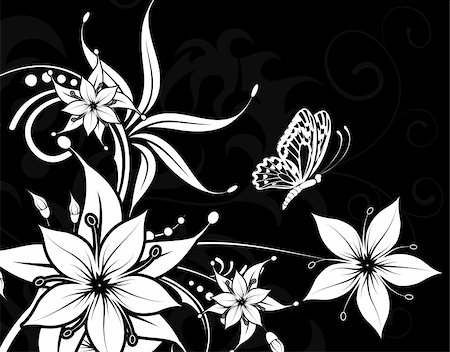 simsearch:400-04060446,k - Flower background with butterfly, element for design, vector illustration Stock Photo - Budget Royalty-Free & Subscription, Code: 400-04136256