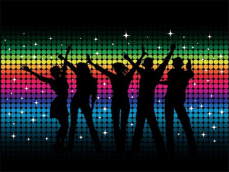 simsearch:400-04389591,k - Silhouettes of people dancing on disco background Stock Photo - Budget Royalty-Free & Subscription, Code: 400-04136557
