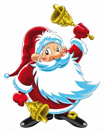 Santa Claus Playing Bells. Cartoon and vector character Stock Photo - Budget Royalty-Free & Subscription, Code: 400-04137846
