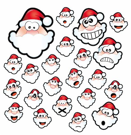 father christmas family portrait - Colorful Funny Santa Claus Head Set Stock Photo - Budget Royalty-Free & Subscription, Code: 400-04138162