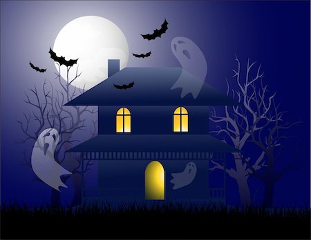 simsearch:400-03936196,k - Haunted house illustration Stock Photo - Budget Royalty-Free & Subscription, Code: 400-04138517