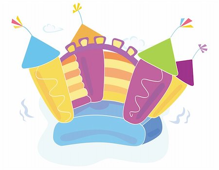 Vector Illustration of a bouncy castle with girl jumping on it. Easy to resize and change colors! Stock Photo - Budget Royalty-Free & Subscription, Code: 400-04139565