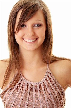 simsearch:400-04722731,k - Happy and friendly young lady posing isolated on white background Stock Photo - Budget Royalty-Free & Subscription, Code: 400-04130059