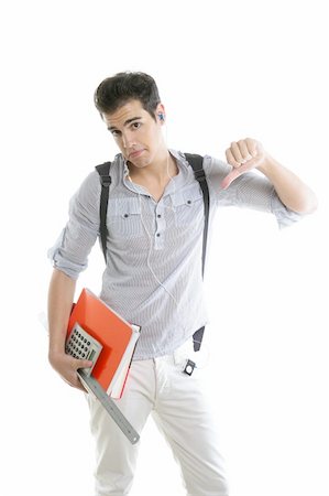 simsearch:400-04704759,k - Caucasian student worried with negative gesture isolated on white Stock Photo - Budget Royalty-Free & Subscription, Code: 400-04130402