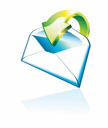 Threedimentional Email Icon with Reflection Stock Photo - Budget Royalty-Free & Subscription, Code: 400-04130474