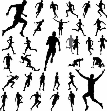 people running silhouettes collection - vector Stock Photo - Budget Royalty-Free & Subscription, Code: 400-04131005