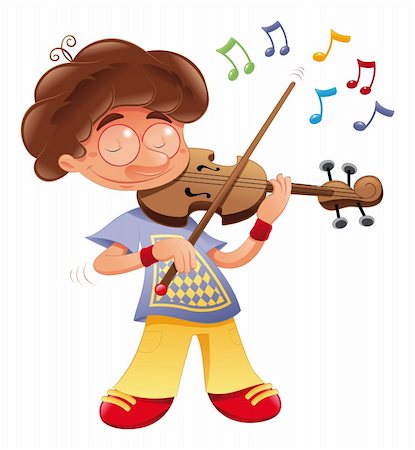 Baby musician is playing his violin. Funny cartoon and vector characters Stock Photo - Budget Royalty-Free & Subscription, Code: 400-04131016