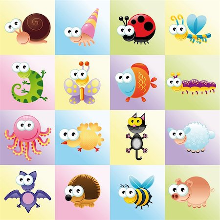 Family of funny animals - cartoon and vector baby characters Stock Photo - Budget Royalty-Free & Subscription, Code: 400-04131019