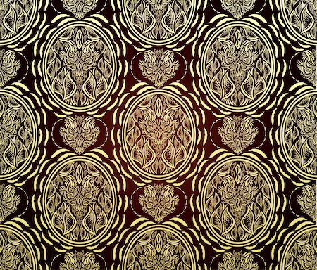 red and gold fabric for curtains - Vector red and gold decorative royal seamless floral ornament Stock Photo - Budget Royalty-Free & Subscription, Code: 400-04131090