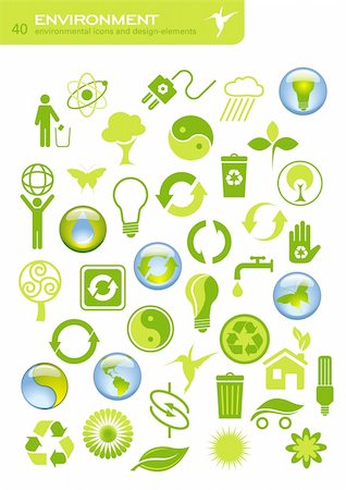 simsearch:400-05704598,k - set of 40 simple environmental icons and design elements Stock Photo - Budget Royalty-Free & Subscription, Code: 400-04132396