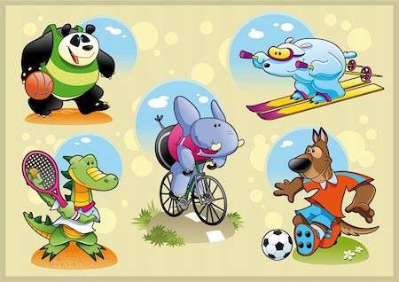 dog bicycle - Sport and Animal, cartoon and vector characters with background Stock Photo - Budget Royalty-Free & Subscription, Code: 400-04132412