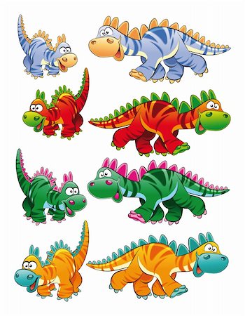 dinosaurs toy kids - Types of dinosaurs, cartoon and vector characters Stock Photo - Budget Royalty-Free & Subscription, Code: 400-04132459