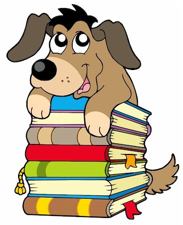 simsearch:400-04311432,k - Cute dog on pile of books - vector illustration. Stock Photo - Budget Royalty-Free & Subscription, Code: 400-04132603